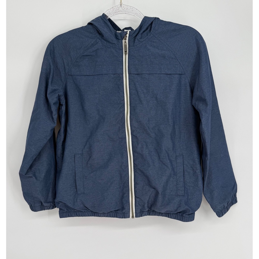 Gymboree Go Outside Boys Blue Heathered Hooded Windbreaker Jacket Sz L 10-12